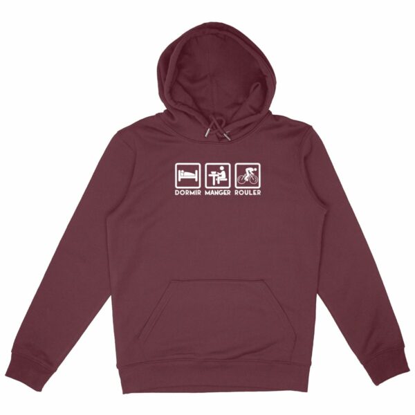 face_bordeaux_2 sweat capuche lifestyle Dormir Manger Rouler - clair